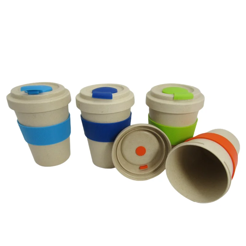 350ml coffee grounds plastic cup bamboo fiber wheat straw coffee cup degradable eco-friendly