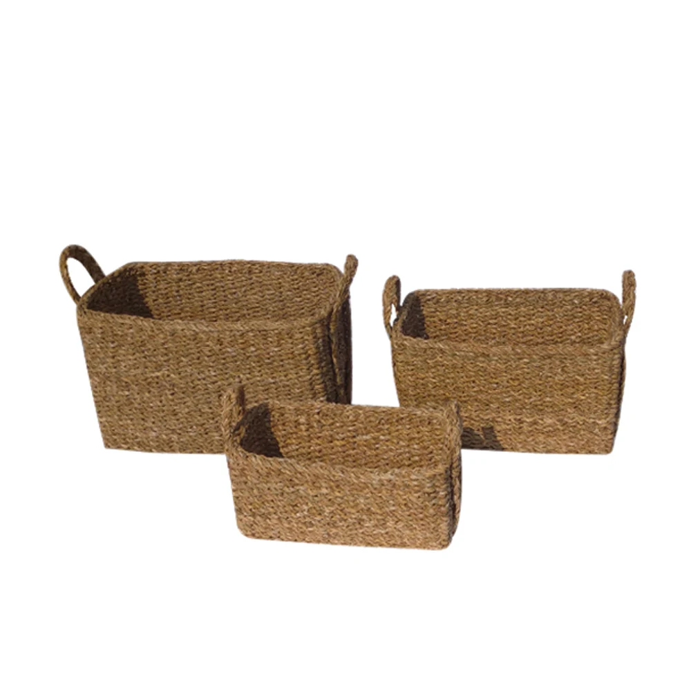 OEM & ODM Custom new stylish seagrass Hamper Woven Basket, dirty clothes basket with bedroom bathroom livingroom