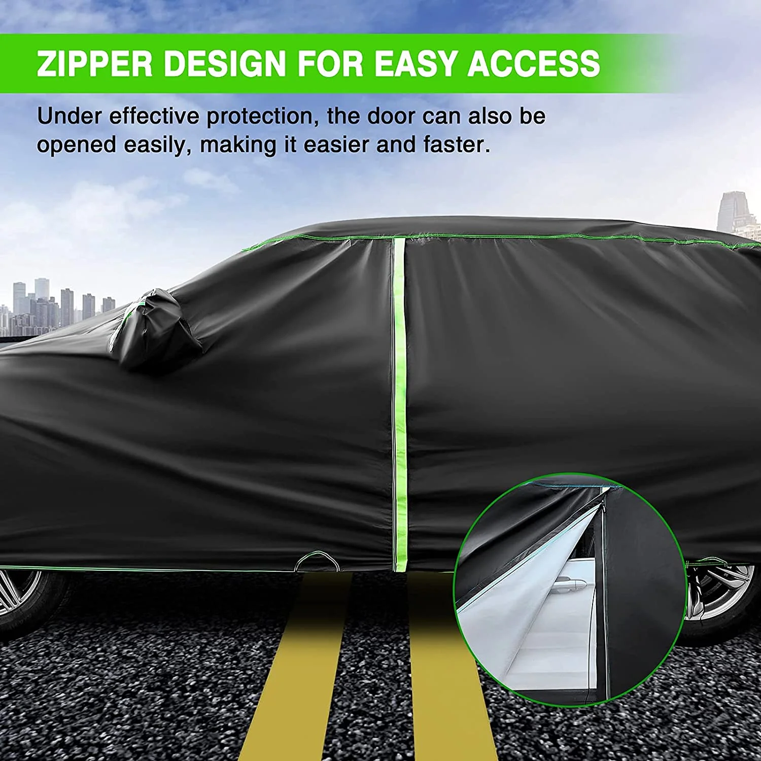 SUV Car Cover Waterproof All Weather,Outdoor Car Covers for Automobiles with Door Zipper Universal Full Car Cover