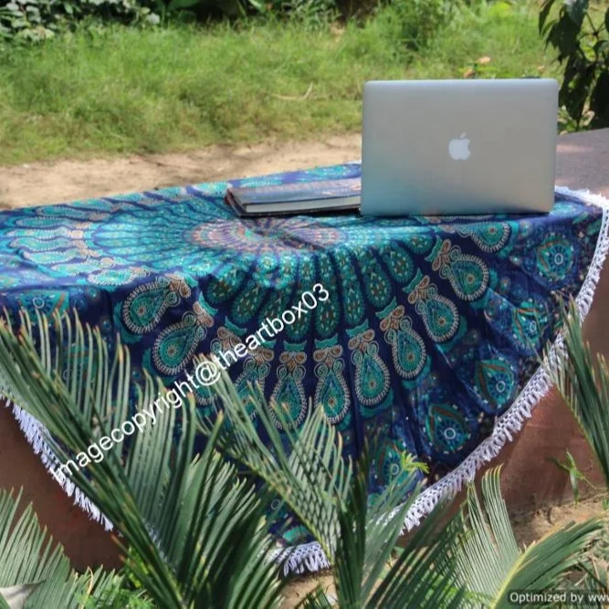 Round Bohemian Mandala Tapestry Wall Hanging Handmade Printed Floor Yoga Mat Living Room Indian Style Garden Picnic Home Decor