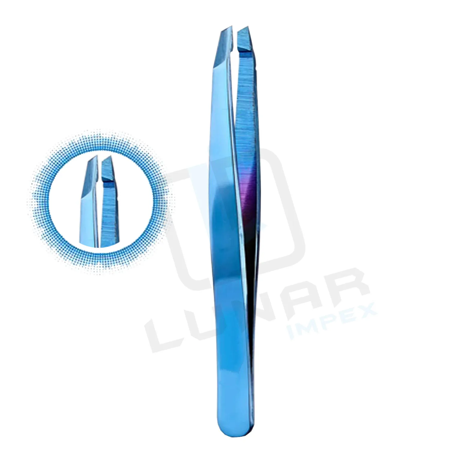 Professional Eyebrow Magic Blue Shining Color Stainless Steel Eyebrow Tweezers Slanted Tip brow Hair Remover Single Tweezers Set