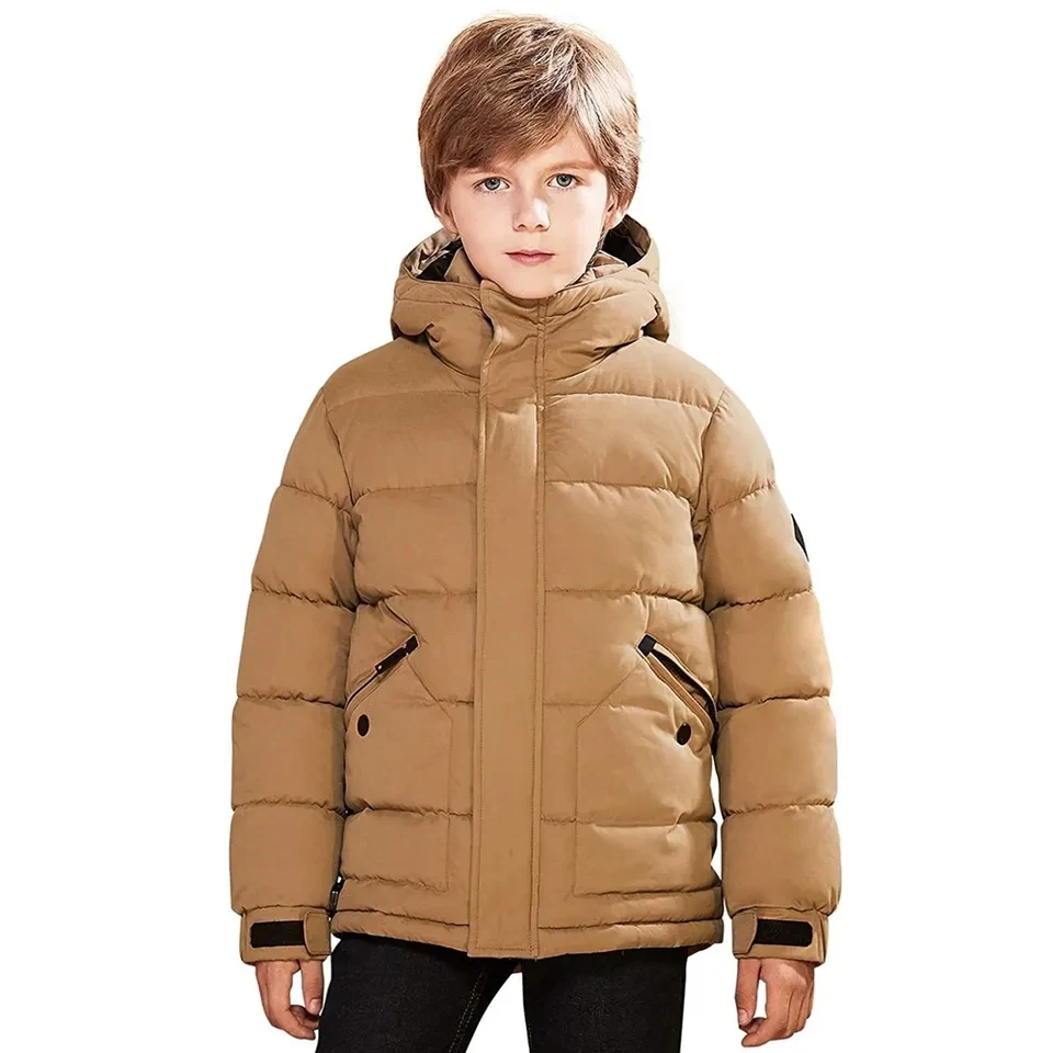 Shining Fabric Custom Jacket Luxury Unisex Children Down Jacket Coat Winter Warm Hooded Clothes for Kids Children Puffer Jackets