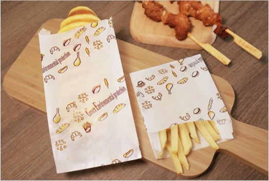 White Kraft Material Grease Proof Burger Bread Baguette Flat Bakery Paper Bag Kitchens Paper Sack Food Carton Flexo Printing