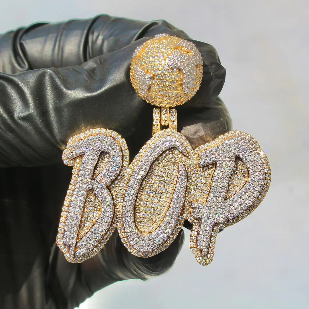 Pass Diamond Tester VVS Moissanite Fashion Jewelry Iced Out Pendant Men Silver Custom Letter Pendant