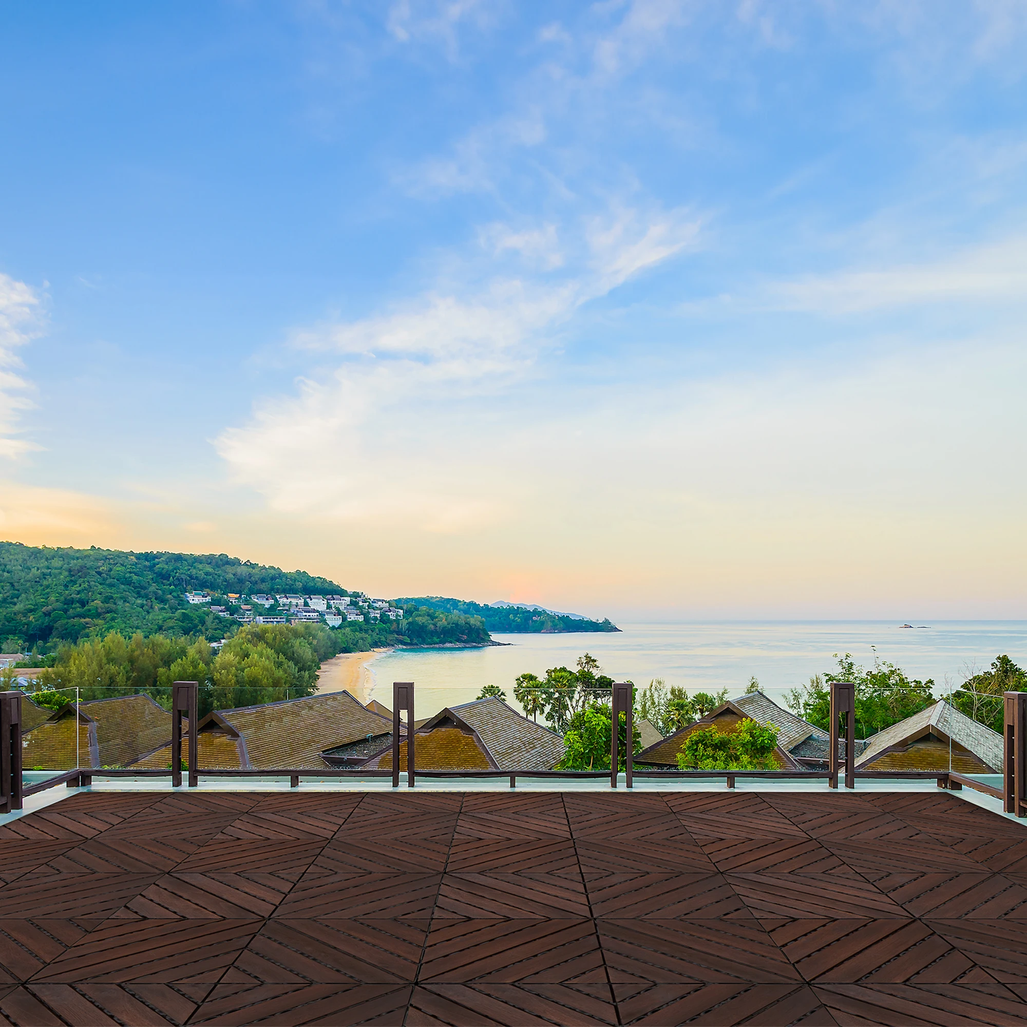 FGW-08SRS Acacia Wood Interlocking Deck Tile for Home Balcony Entry Back Yard Garden Landscaping & Decking for Home Decoration