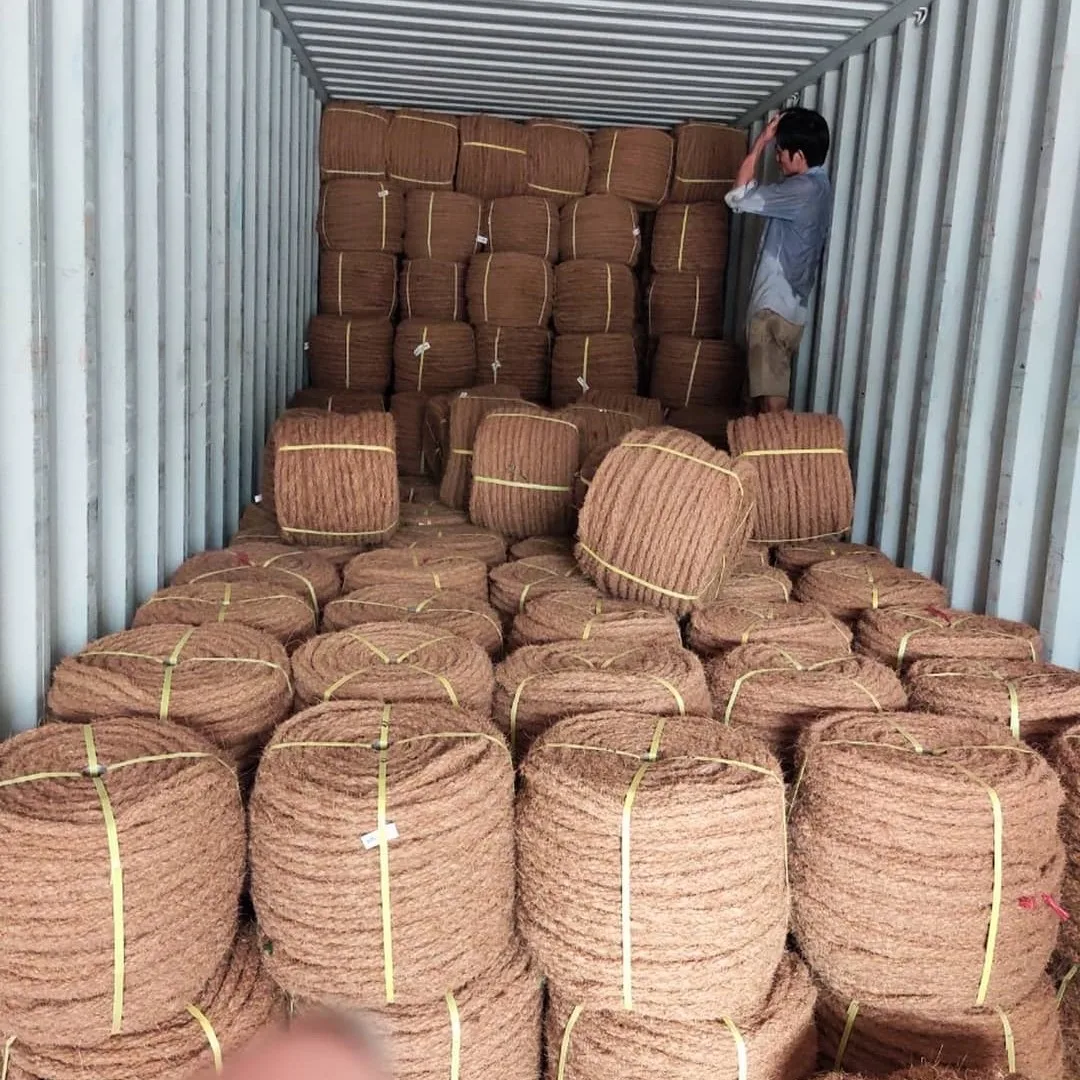 Coir fiber twisted yarn rope cheap price natural geotextile handweaving coconut husk ropes wholesale
