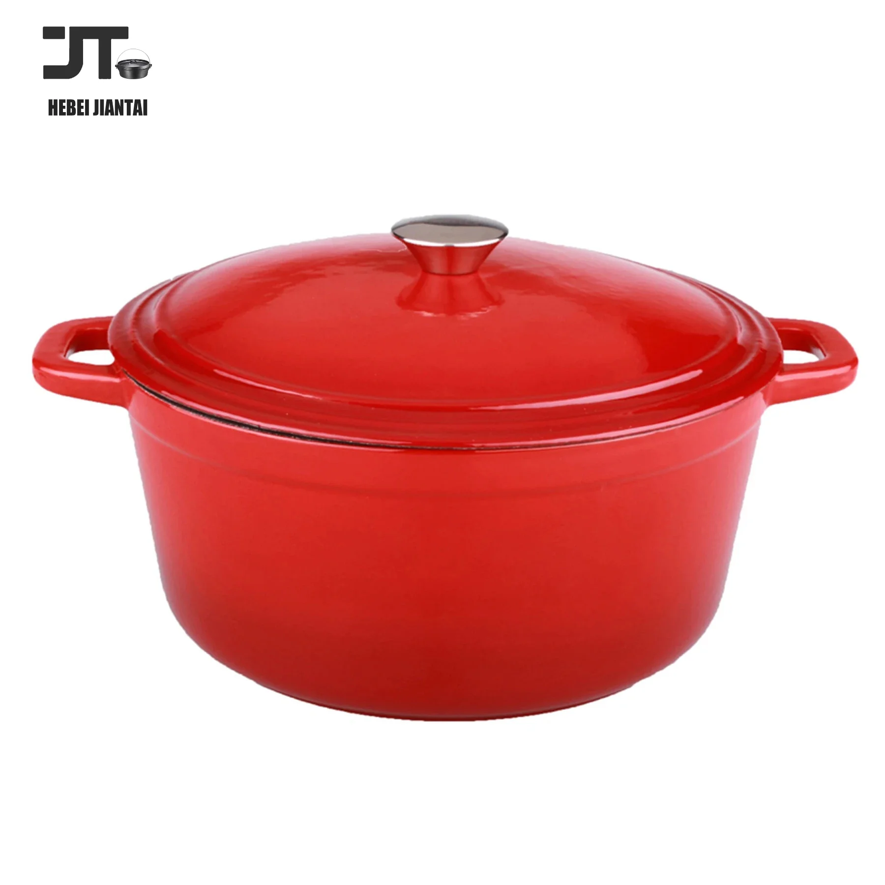 2QT Cast Iron Dutch Oven Non-Stick Cookware Pot with Lid Suitable for Baking Use on Gas Electric Oven Enamel Coat Casserole Pot