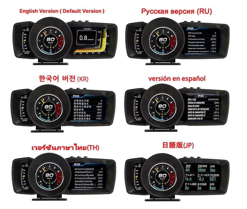 Multifunctional Heads Up Display 3.5 Inch Dual System Obd Gps Hud Smart Digital Speedometer Auto Gauge Alarm System
