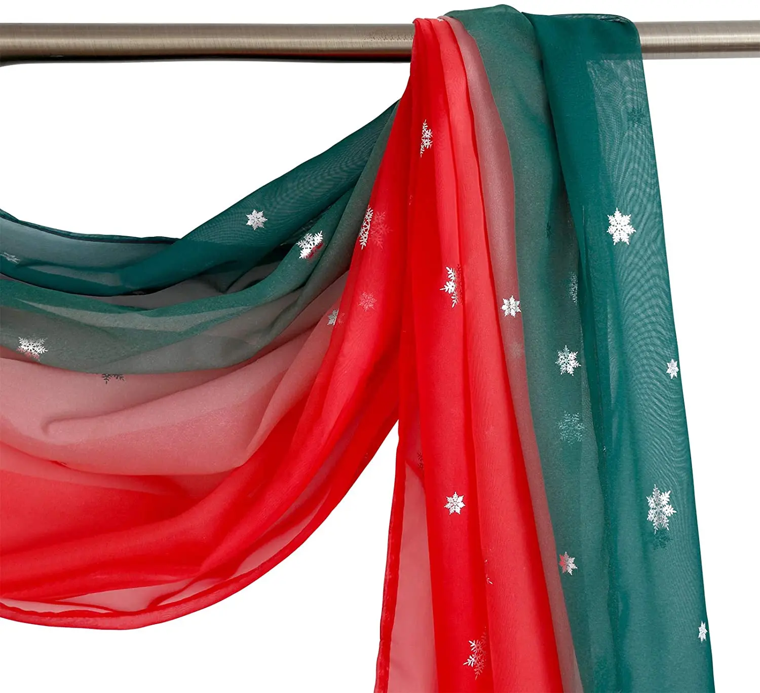 Customize Curtains Snow Print Window Decoration for Living Room, Soft Ombre Sheer Voile Scarf Valance for Window