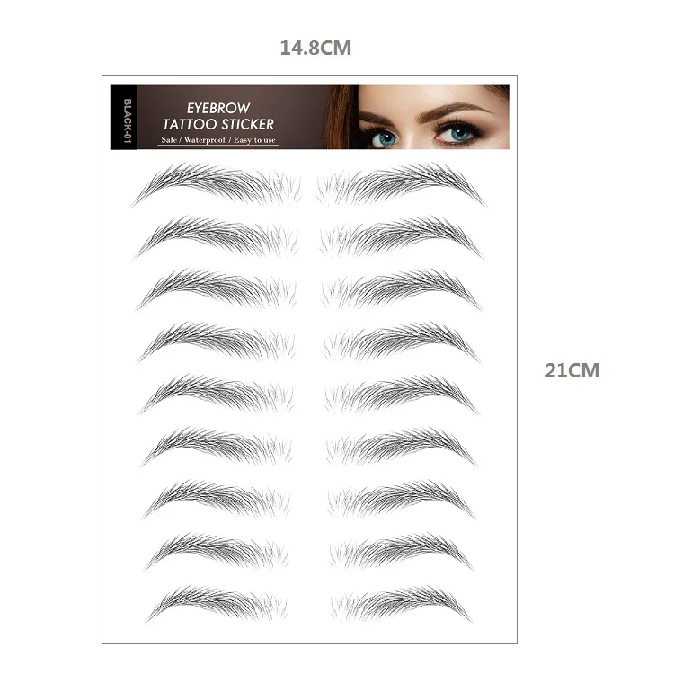 black and brown color waterproof  temporary tattoo eyebrow temporary tattoo stickers