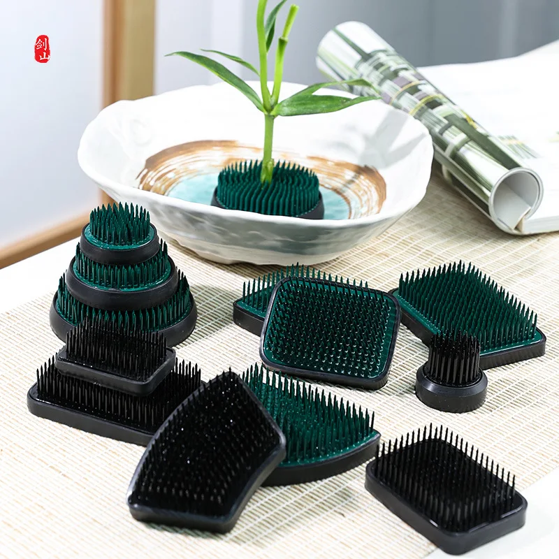 Black Green Kenzans Ikebana Cut Flower Holder Pins Frog Arrangements Vase Japanese Floral Plant Activity Wedding Seedling Pots