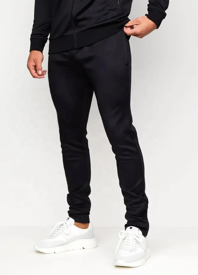 2023 Slim Custom Fashion Fitted Printed Black Gym Tracksuit for Men Sport Wear Sweat wear Two Pieces Blank Tracksuit Men