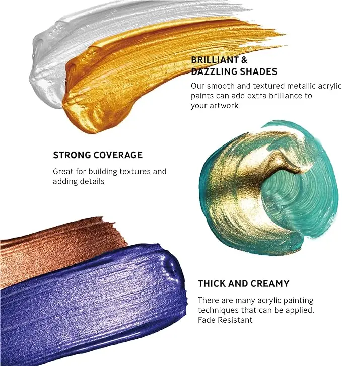 12 Colors 60ml Metallic Acrylic Paint Set