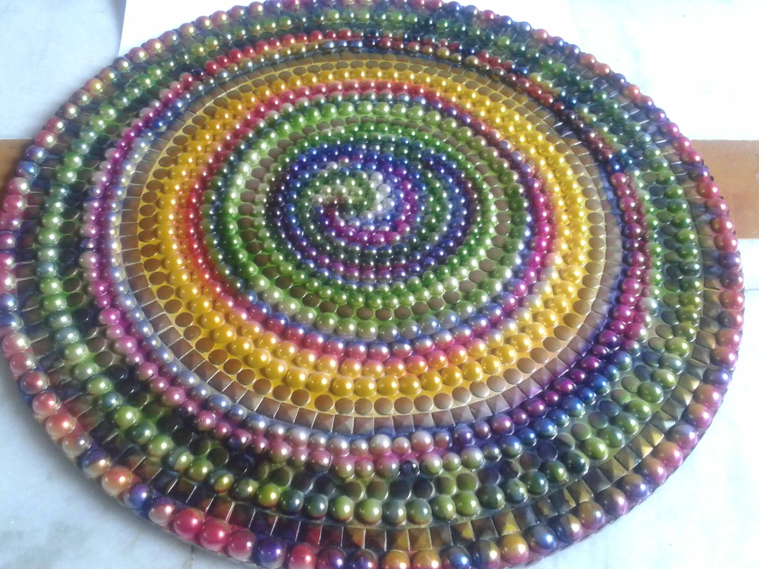 Glass Mosaic Round Side Table End Table with Floral Pattern Coffee Table Modern Home Decor Family Gift At Best Prices