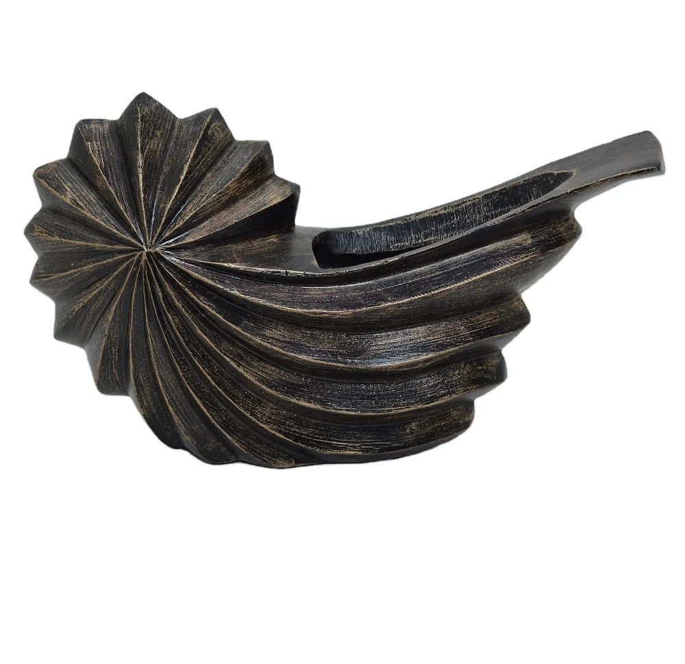 Cheap Cast Aluminium moon shape small Decorative Flower Vases with Black Bronze colour  powder coated with lining textured