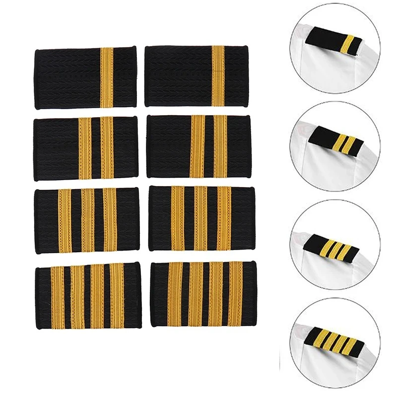 1 Pair Epaulettes Professional Uniform Epaulets Gold Stripe Shoulder Badges OEM in epaulettes for crew uniform