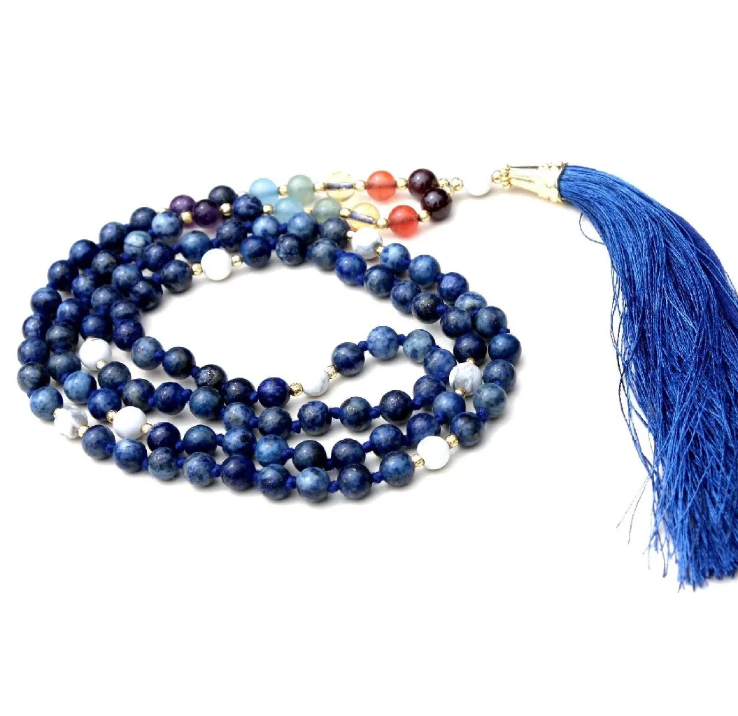 Buy Pulsera 7 Chakra Yoga Jewelry Lapis Lazuli 108 Knotted Mala Beads Handmade Indian Artist Beaded Necklaces Pearl Main Gifts