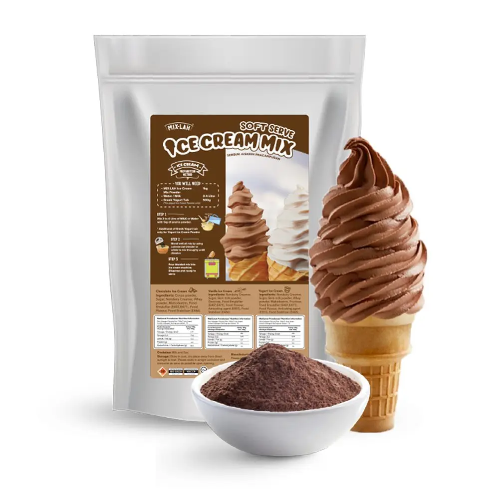 Chocolate Ice Cream Soft Serve Instant Mix Powder 1kg Halal Certified for Business