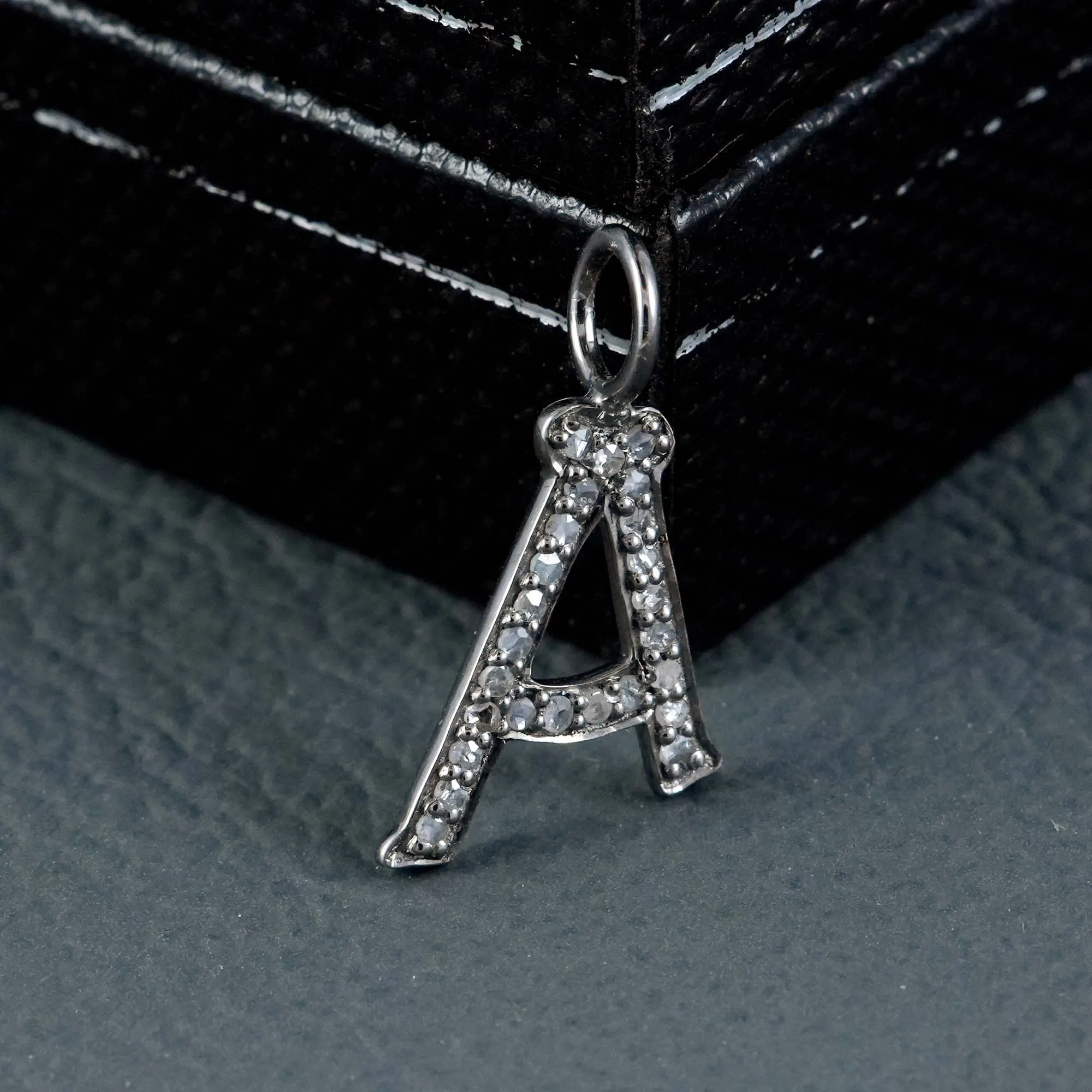 Pave Diamond Initials Alphabetical A Letter Charms Sterling 92.5 Sterling Silver Designer letter A pendant jewelry