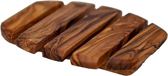 Wholesale  handmade Soap Dish Soap Holder Rustic Olive Wood Lattice Shape Decorative for Bathroom in latest design