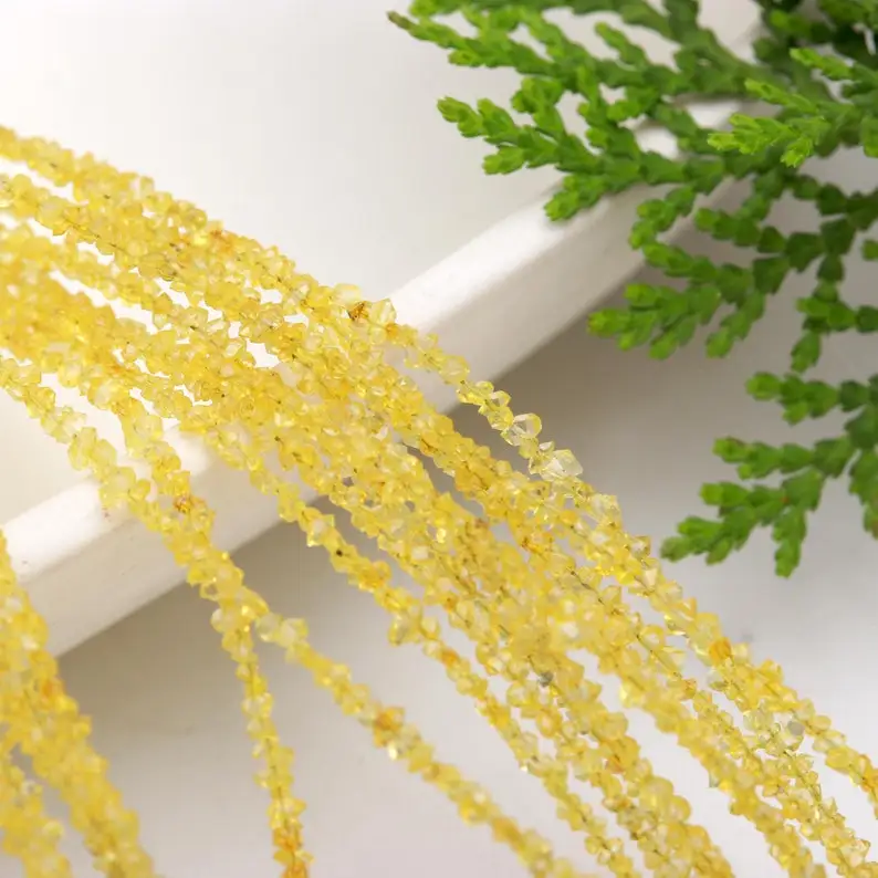 Natural Yellow Herkimer Diamond Quartz Chips Shape Gemstone Beads Strands String 2-3mm Loose Beads Lot for Jewelry Making