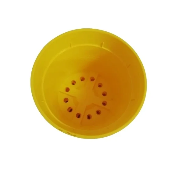 YELLOW PLASTIC POTS L 3.5, SET OF 12 PCS