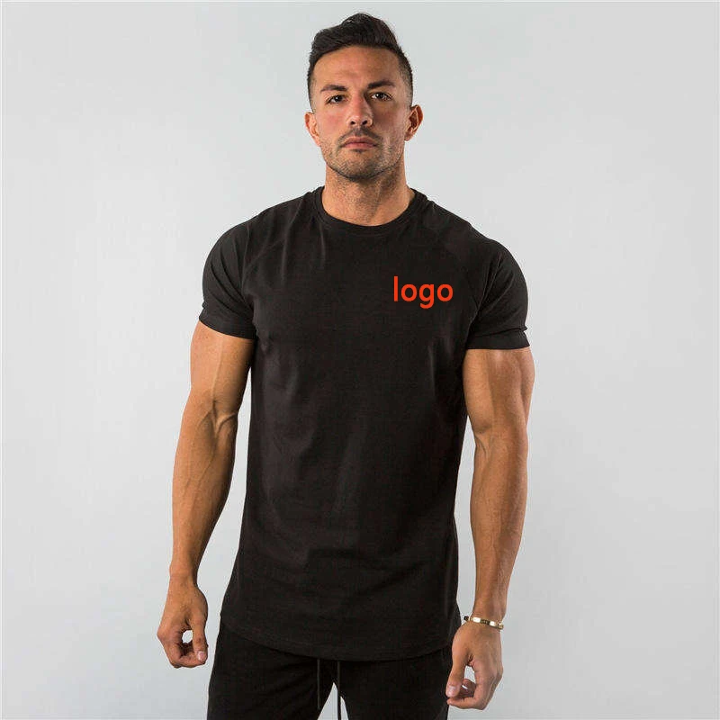 high quality elastic sports soft fabric gym 95% cotton spandex t-shirt men slim fit t shirts
