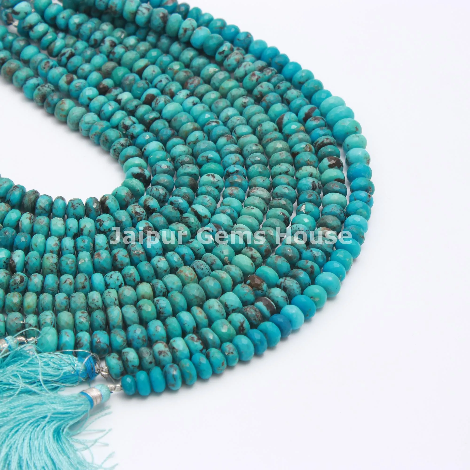 Best Seller Natural Arizona Turquoise Faceted Rondelle Beads 7-8 mm Turquoise Gemstone Beads for DIY Bracelets Necklaces Jewelry