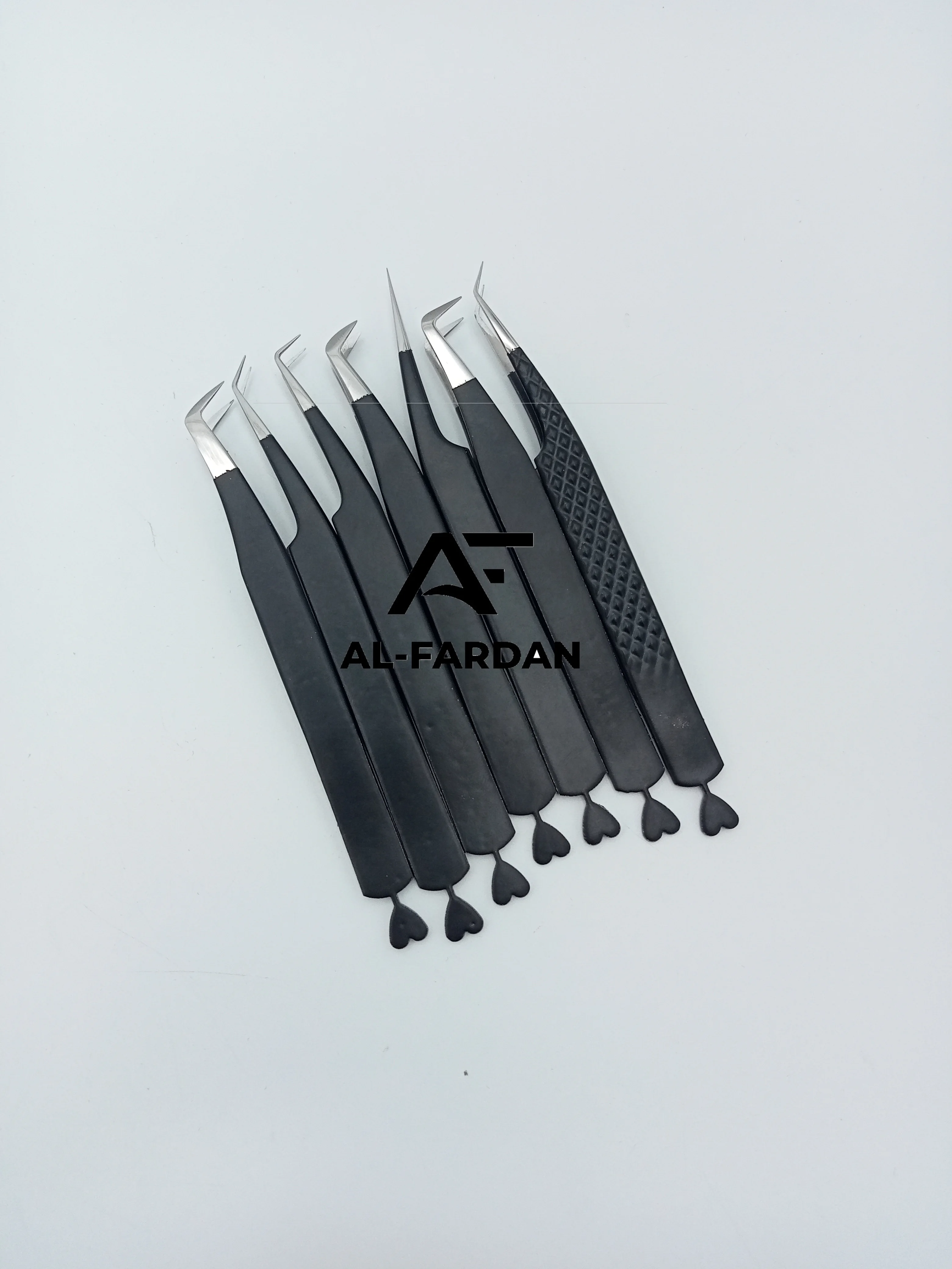 Eyelashes Tweezers With Heart At Bottom Matte Black Color High Quality Smooth Grip Custom Private Logo Lash Extension Tweezers
