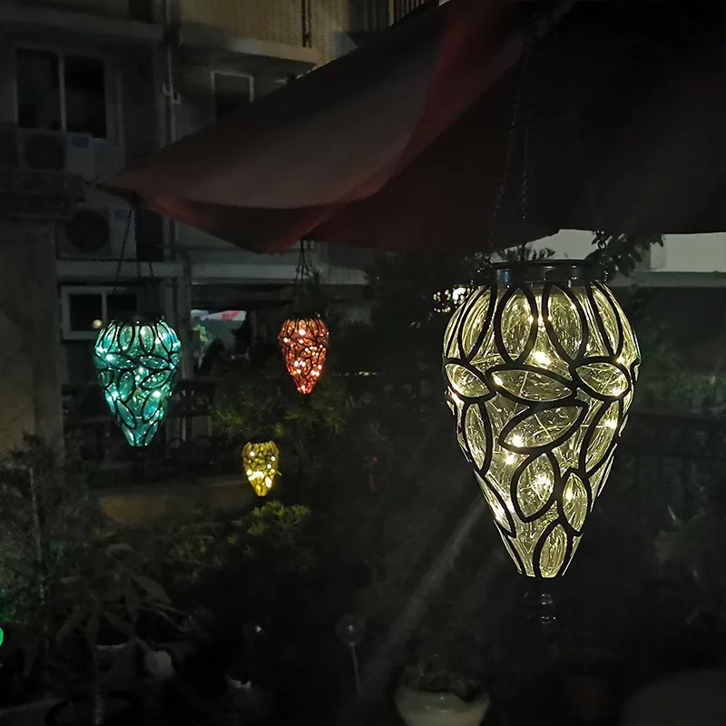 Tear-Shaped  LED Fairy Firefly String Lights Solar powered Garden Outdoor Hanging Lantern LED pendant solar lamp
