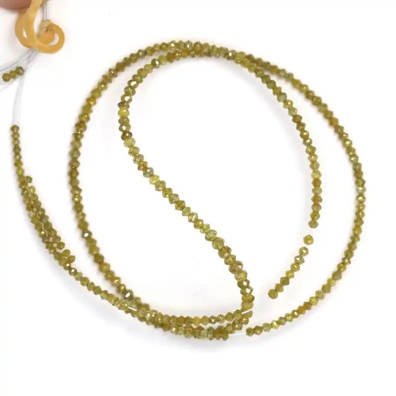 Natural Yellow Diamond Faceted Rondelle Beads 2-3mm Drilled Conflict Free Yellow Diamond Beads For Jewelry Making Diamonds India