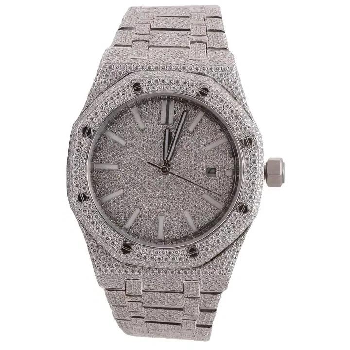 Hip hop diamond watch enhance with lab grown diamonds crafted in stainless steel specially designed for men with VVS clarity