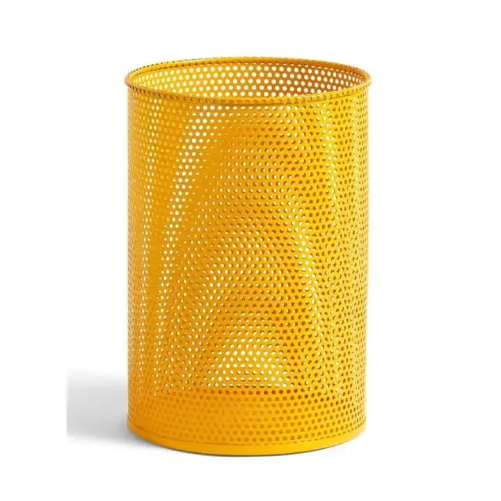 Modern Style Handmade Trash Cans Dustbin For All Indoor Waste Holder Storge Basket Box In High Quality Metal Net Yellow Design