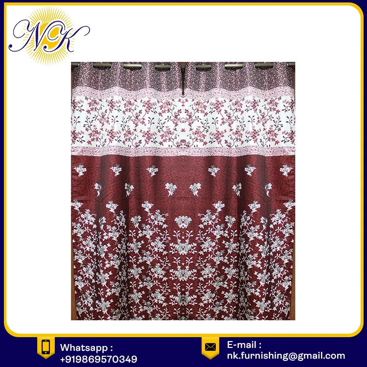 Floral Printed Traditionally Woven Polyester Fabric Home Decorative Curtains Neelkamal Wholesale Manufacturer