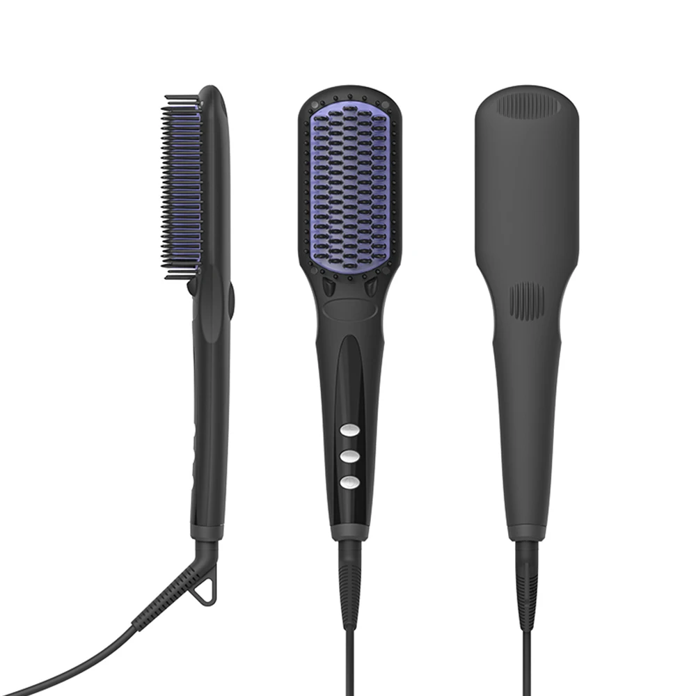 Professional Ionic Smooth Silky Hair 3D Anti-Scald Brush Hair Straightener Brush