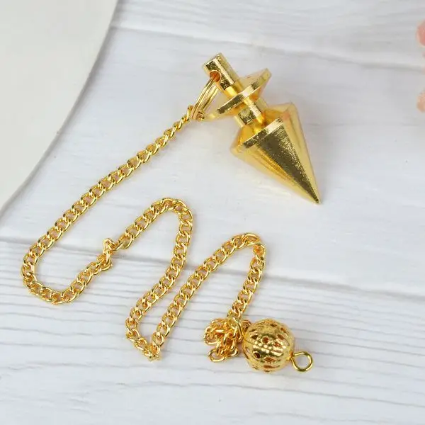 A++ Brass-Copper Gold-Silver Plated Metal Crafts Crystal Therapy Inspirational Meditation Dowsing Pendulum