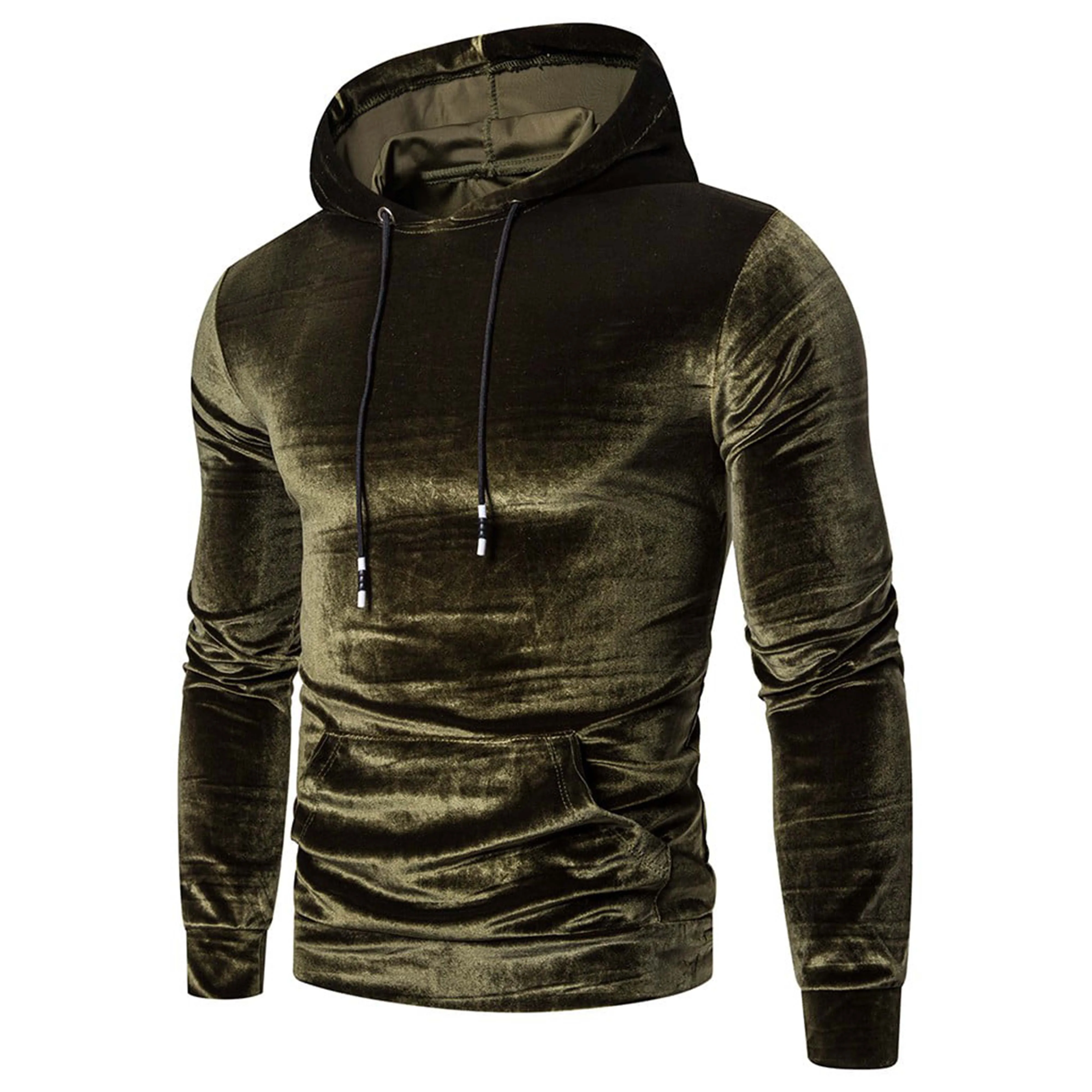 Brand New Men Velvet Velour Hooded Sweatshirt Full Zip Us Autumn New Casual Hip Hop Male Hoodies Sweatshirts Sweater For Boys