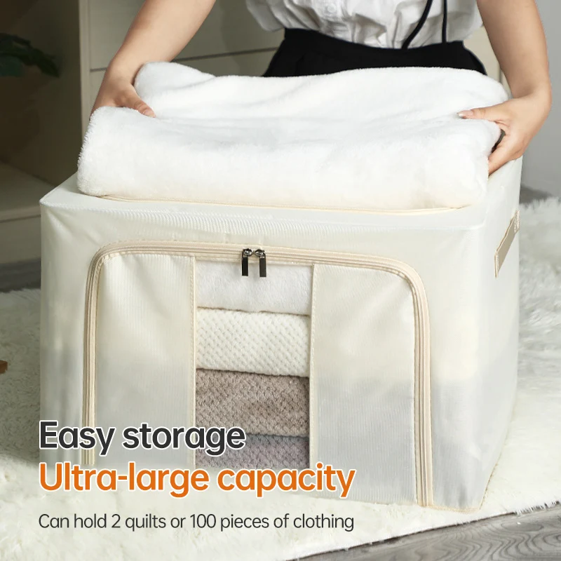 Popular Folding Oxford Cloth Storage Box with Steel Frame Handle Large Capacity Bedding Living Room Sundries Toys Organizer Bag