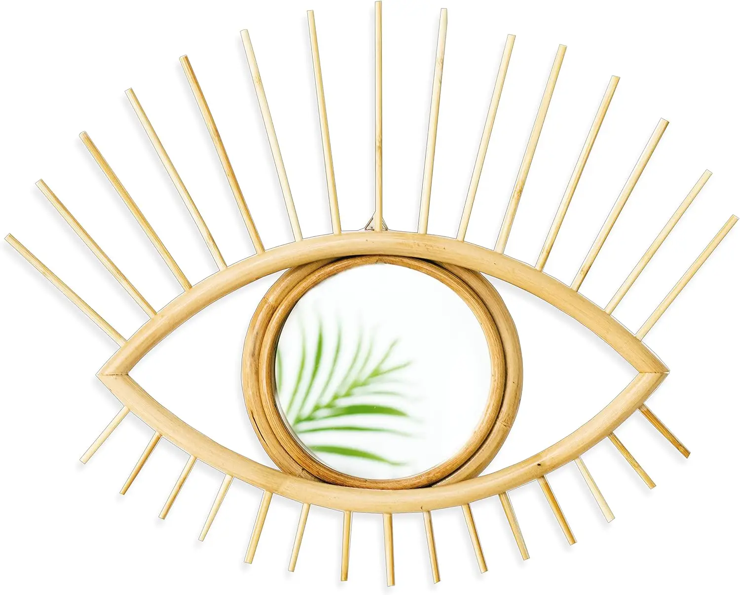 Wholesaler Rattan Eye Mirror Handwoven Hanging Mirror for Living Room Bedroom Decoration Vietnamese Manufacture