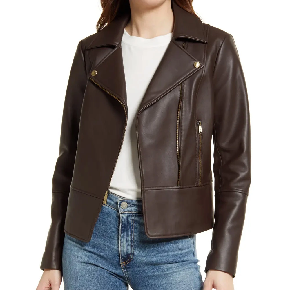 Customized High Quality Solid Color Portable Comfortable Professional Hand Made Women Clothing Leather Jackets