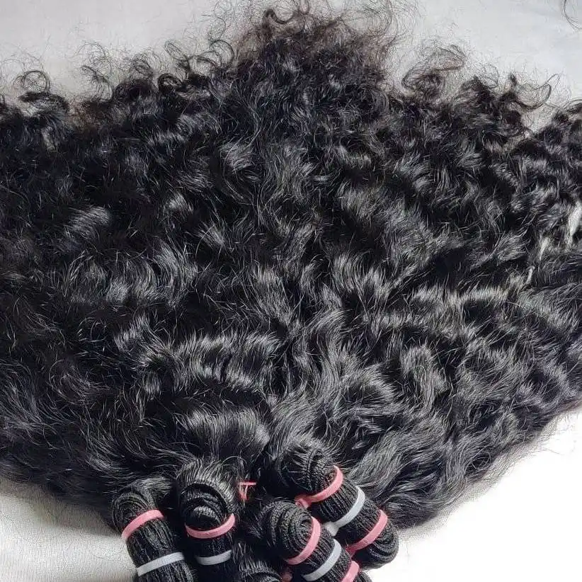 Indian Natural Uncrossed Raw Human Hair Bundles  Indian Machine Double Weft Hair Extensions A1 Grade Brand