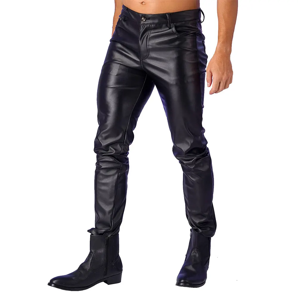 Online Selling Best Wear Men Leather Stacked Pants Lightweight Easy Fit New Selling Men Leather Stacked Pants