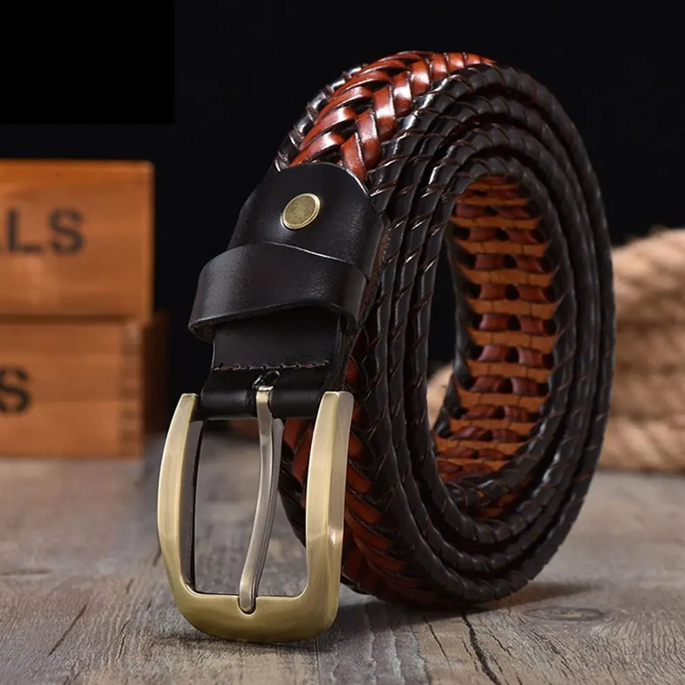 Men Belt Top Layer Leather Casual Belts Vintage Handmade Design Pin Buckle Genuine Leather Belts Male Waistband