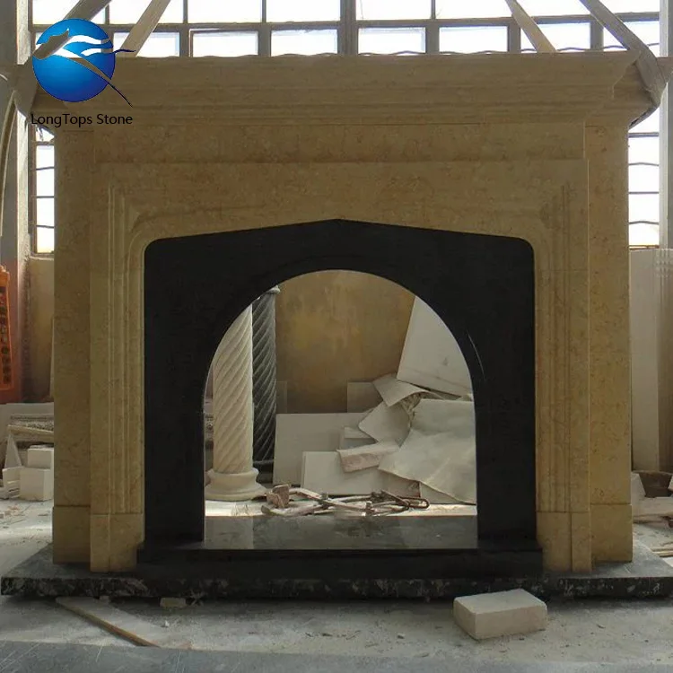 Popular Two Layer Black and White Marble Fireplace Surrounds Natural Stone Marble Fireplace Mantel