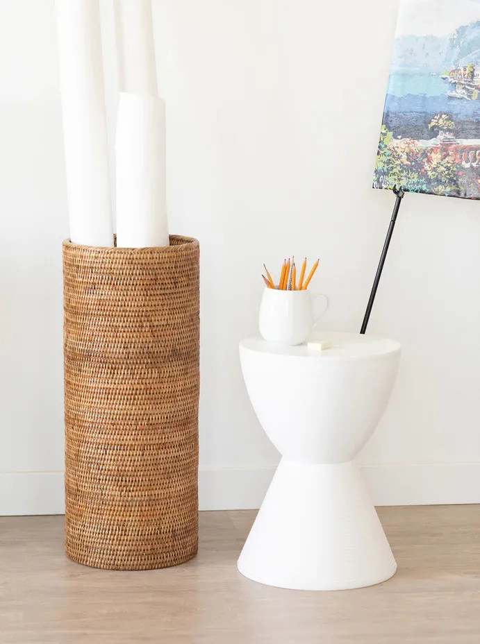 New Arrived Artifacts Rattan Round Umbrella Basket Honey Brown Display for Living Room Home Bedroom Kitchen Made In Viet Nam