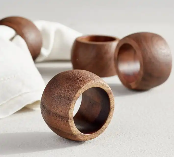 Wooden napkin ring holder for square shape and flower design napkin holder napkin ring for customized size