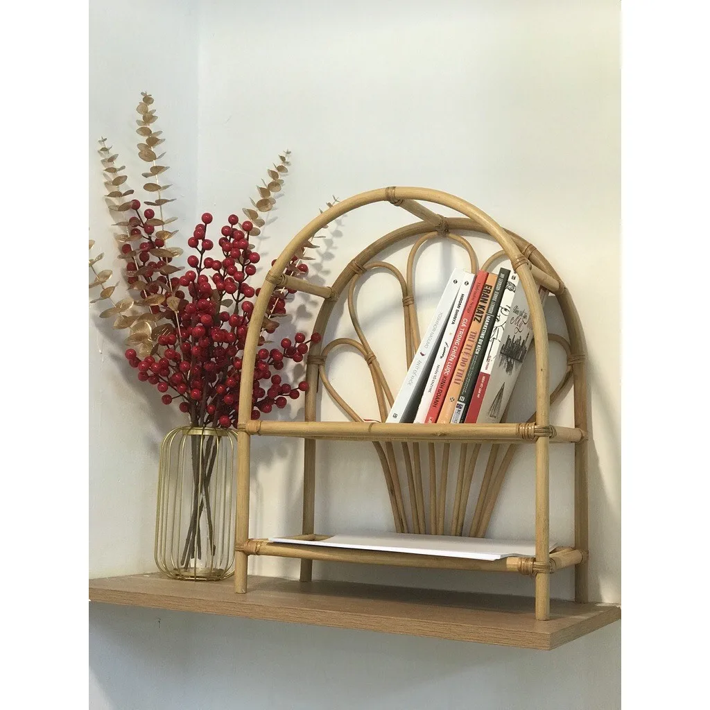 Fashionable Type Style Living Room Modern Furniture bookshelves 2 Tier Rattan Bookshelf Made In Vietnam