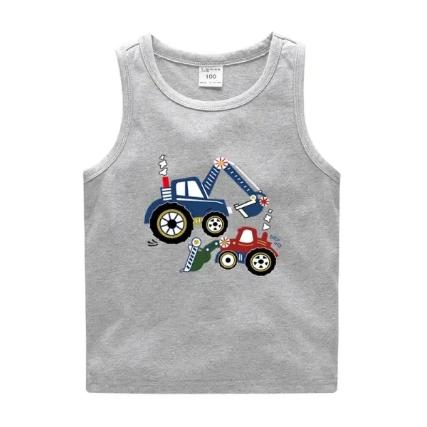 High quality summer boys 100% cotton Sleeveless vest cartoon machine printing boys t-shirts polo shirts tank top