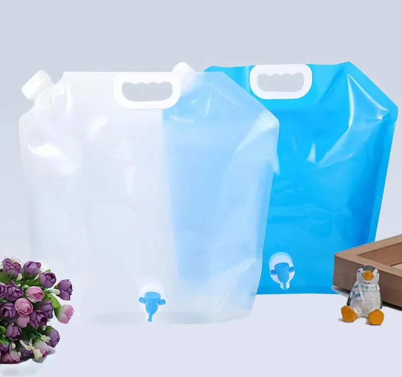 Custom 2L,3L,4L,5L Camping Spout kangen 5 liter Plastic Water Bag With Cap and Cut Handle