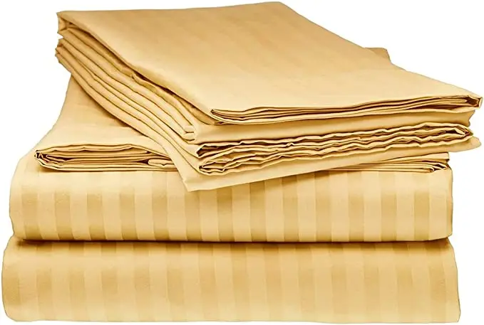 custom made original double bedsheet in king size 108 x 108 inches in twill cotton in 300 TC Made In India Satin Stripe Hotel